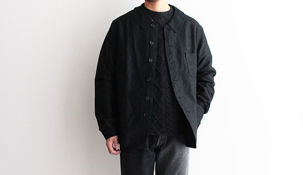 DEADSTOCK】50-60s French Black Moleskin Work Jacket.希少なフレンチ 