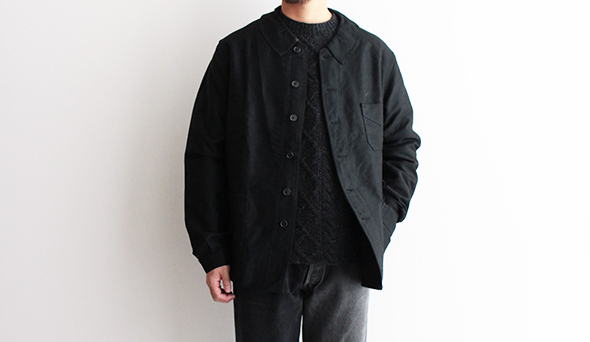 DEADSTOCK】50-60s French Black Moleskin Work Jacket.希少なフレンチ