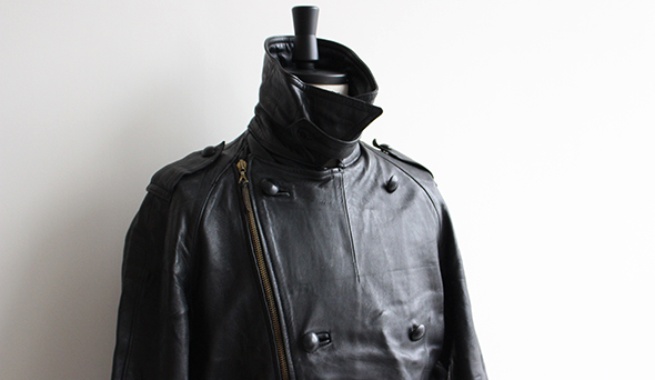 80s French Army Motorcycle Leather Coat多少の誤差はご了承下さい