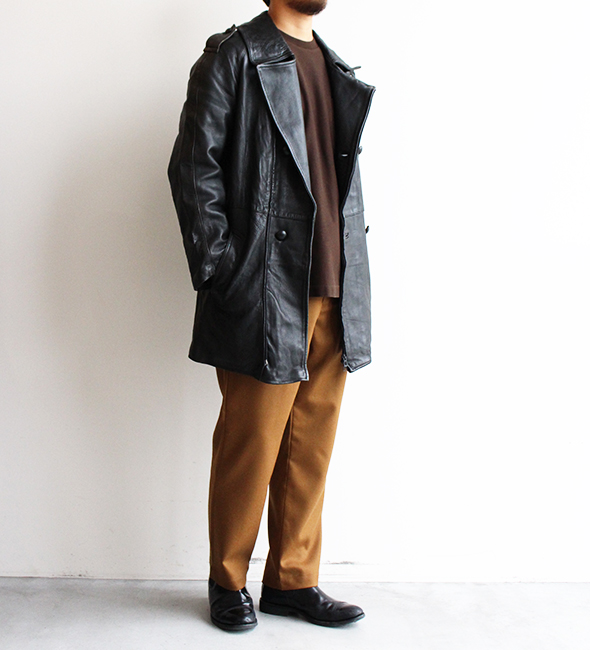 VINTAGE】80s French Army Motorcycle Leather Coat.スペシャルな