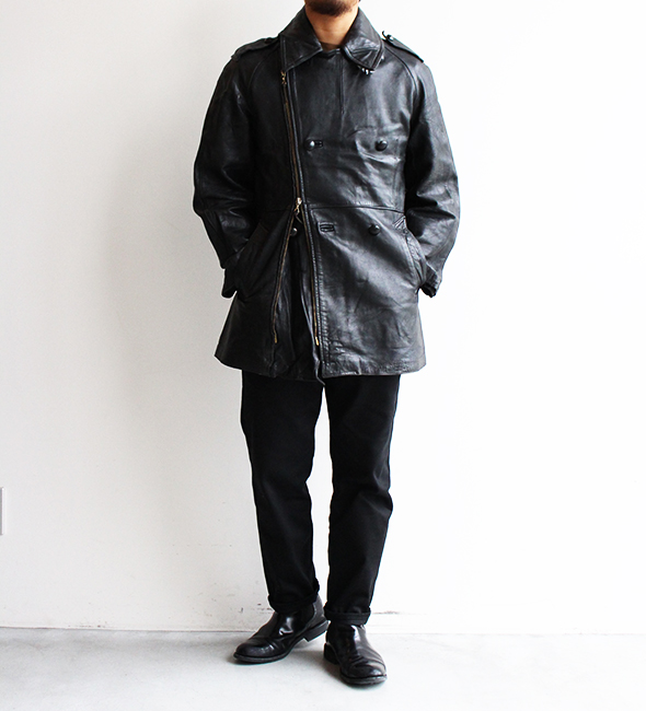 VINTAGE】80s French Army Motorcycle Leather Coat.スペシャル VINTAGE】80s French Army Motorcycle Leather Coat.スペシャル