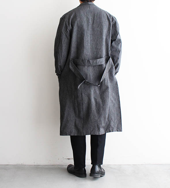 Deadstock】50s French Vintage Atelier Coat “Black Chambray & Brown 