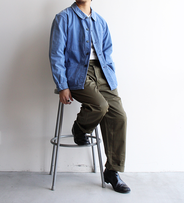 VINTAGE】40-60s French Work Jacket ” Good Faded “フェード感の 