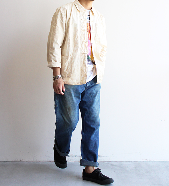 70s ITALIAN WORK CHINA イタリア チャイナジャケット 白 DEADSTOCK】70s Italyan Work China Jacket.とても珍しい生成り