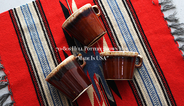 VINTAGE】70-80s Hull Pottery Brown Mug 3piece Set “Made In