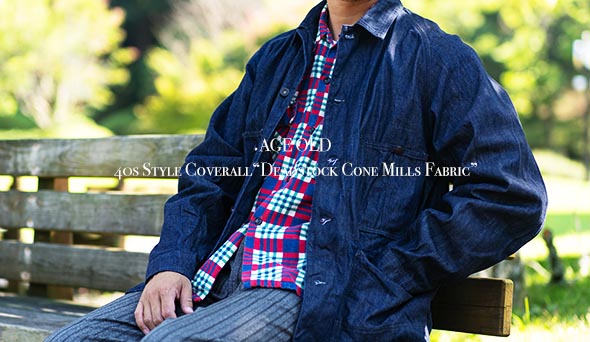 AGE OLD】40s Style Coverall“Deadstock Cone Mills White Oak